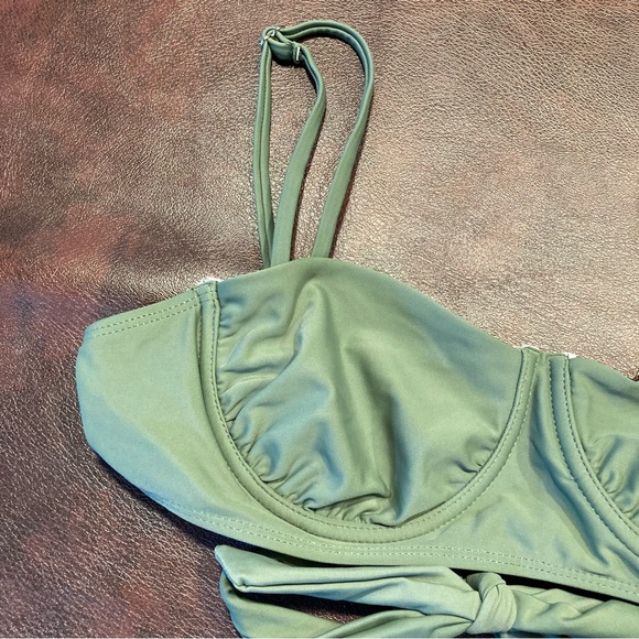 Kelly Green Balconette Style Tie Back Bikini Swimsuit Top - Picture 3 of 9